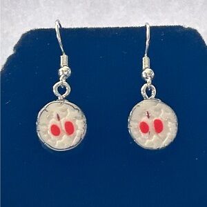 Handmade Silver and Red Sushi Roll Earrings Brand New